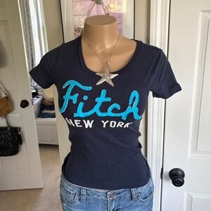 y2k 2000s abercrombie & fitch spellout navy graphic baby tee